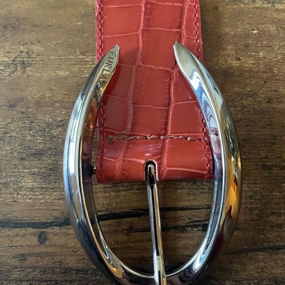 FURLA Orange Leather Statement Belt / like New - Picture 6 of 10
